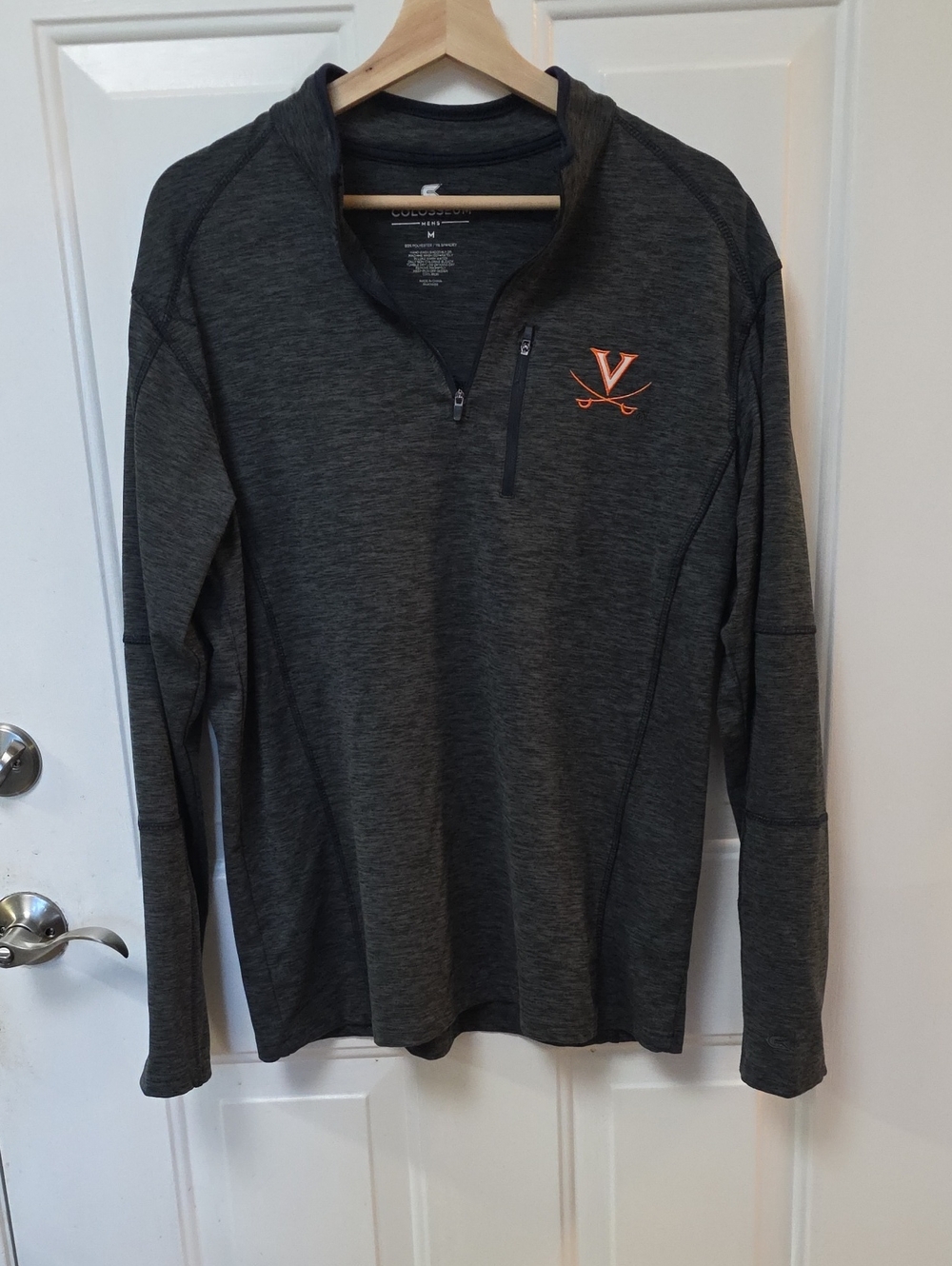 Men's Virginia Cavaliers Charcoal Quarter-Zip Pullover with Orange Logo Accent